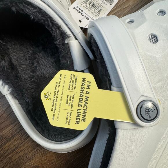 Joybees Varisity Lined Clog Cozy Removable Faux Fur Liner White Women 10 Men 8 - Picture 5 of 8